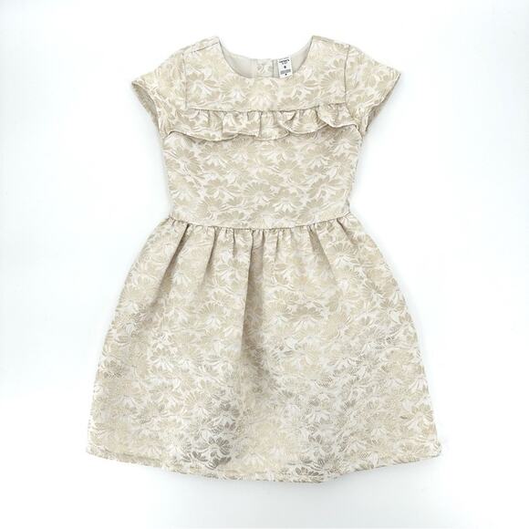 Carter's Other - Carter’s girl jacquard woven dress cream metallic gold floral Size 8